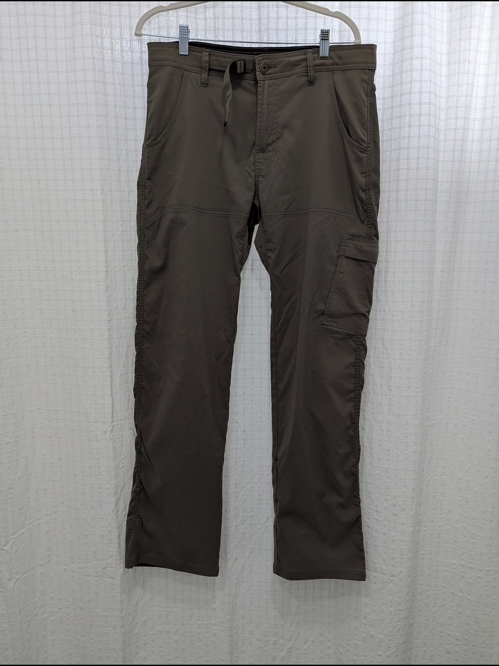 Prana Men's Stretch Zion Pants 33x34 Dark Khaki Green Hiking Outdoors